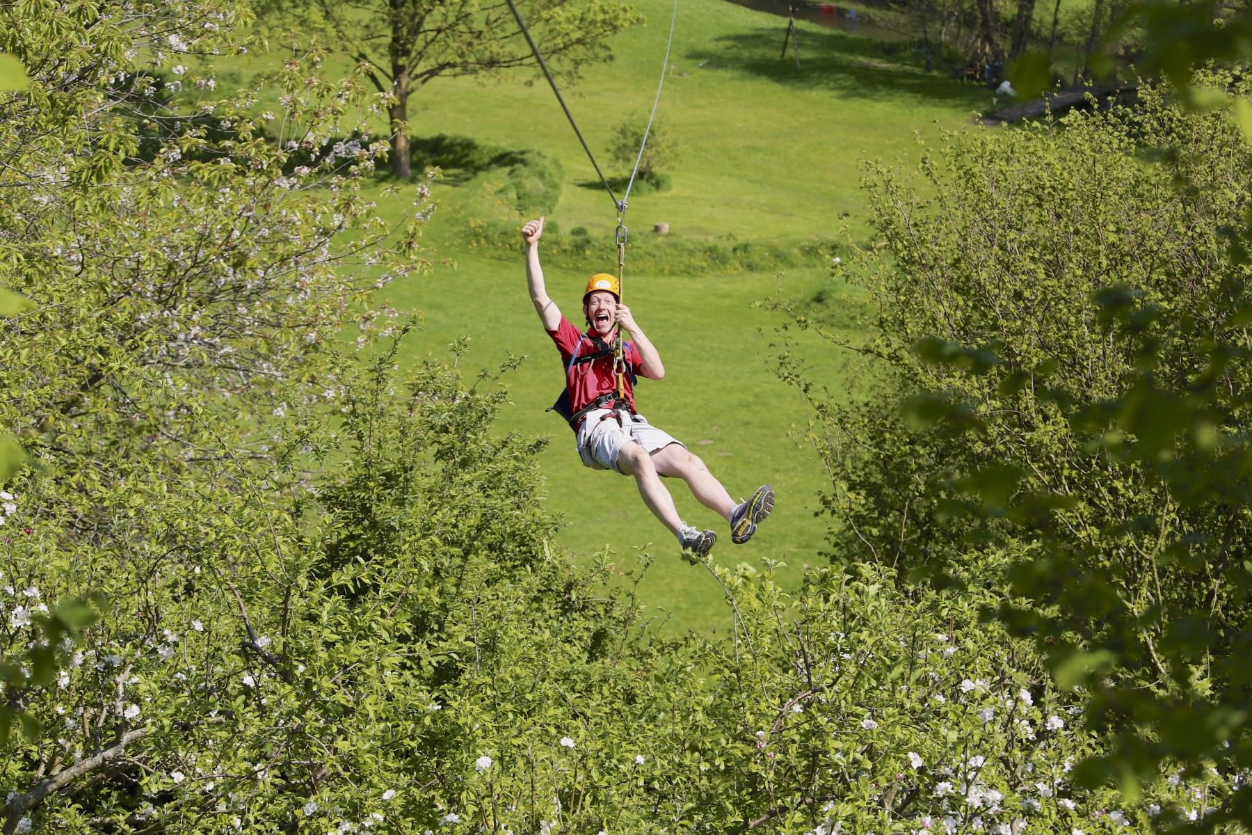 Dad on zip wire